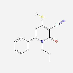 molecular formula C16H14N2OS B2811437 1-烯丙基-4-(甲硫基)-2-氧代-6-苯基-1,2-二氢-3-吡啶甲腈 CAS No. 478042-85-2