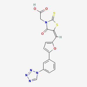 molecular formula C17H11N5O4S2 B2811438 (E)-2-(5-((5-(3-(1H-tetrazol-1-yl)phenyl)furan-2-yl)methylene)-4-oxo-2-thioxothiazolidin-3-yl)acetic acid CAS No. 924819-78-3