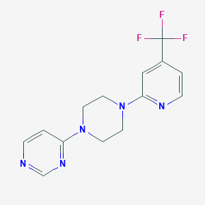molecular formula C14H14F3N5 B2811441 4-[4-[4-(Trifluoromethyl)pyridin-2-yl]piperazin-1-yl]pyrimidine CAS No. 2415526-35-9