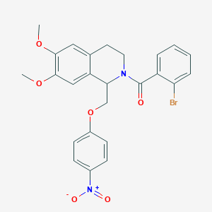 molecular formula C25H23BrN2O6 B2811443 (2-bromophenyl)(6,7-dimethoxy-1-((4-nitrophenoxy)methyl)-3,4-dihydroisoquinolin-2(1H)-yl)methanone CAS No. 449766-02-3