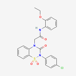 molecular formula C23H20ClN3O5S B2811464 2-(2-(4-chlorophenyl)-1,1-dioxido-3-oxo-2H-benzo[e][1,2,4]thiadiazin-4(3H)-yl)-N-(2-ethoxyphenyl)acetamide CAS No. 896796-11-5