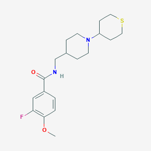 molecular formula C19H27FN2O2S B2811467 3-fluoro-4-methoxy-N-((1-(tetrahydro-2H-thiopyran-4-yl)piperidin-4-yl)methyl)benzamide CAS No. 2034523-98-1