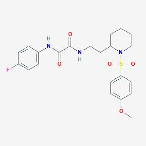 molecular formula C22H26FN3O5S B2811470 N1-(4-fluorophenyl)-N2-(2-(1-((4-methoxyphenyl)sulfonyl)piperidin-2-yl)ethyl)oxalamide CAS No. 898415-49-1