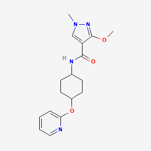 molecular formula C17H22N4O3 B2811486 3-methoxy-1-methyl-N-((1r,4r)-4-(pyridin-2-yloxy)cyclohexyl)-1H-pyrazole-4-carboxamide CAS No. 2034246-64-3
