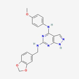 molecular formula C20H18N6O3 B2811495 N~6~-(1,3-benzodioxol-5-ylmethyl)-N~4~-(4-methoxyphenyl)-1H-pyrazolo[3,4-d]pyrimidine-4,6-diamine CAS No. 1105204-95-2