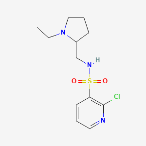 molecular formula C12H18ClN3O2S B2811499 2-氯-N-[(1-乙基吡咯啉-2-基)甲基]吡啶-3-磺酰胺 CAS No. 1155078-12-8