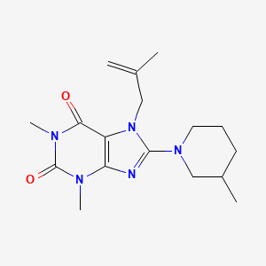 molecular formula C17H25N5O2 B2811505 1,3-二甲基-8-(3-甲基哌啶-1-基)-7-(2-甲基丙-2-烯基)嘌呤-2,6-二酮 CAS No. 674308-03-3