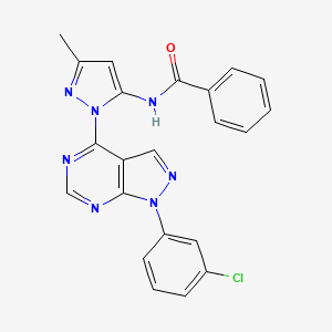 molecular formula C22H16ClN7O B2811508 N-(1-(1-(3-chlorophenyl)-1H-pyrazolo[3,4-d]pyrimidin-4-yl)-3-methyl-1H-pyrazol-5-yl)benzamide CAS No. 1006305-46-9