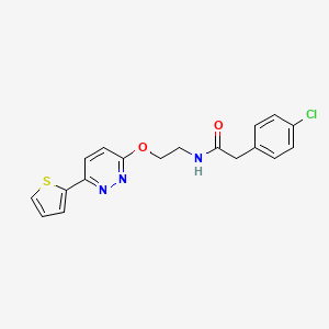 molecular formula C18H16ClN3O2S B2811512 2-(4-chlorophenyl)-N-(2-((6-(thiophen-2-yl)pyridazin-3-yl)oxy)ethyl)acetamide CAS No. 920359-01-9
