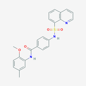 molecular formula C24H21N3O4S B281152 N-(2-methoxy-5-methylphenyl)-4-[(quinolin-8-ylsulfonyl)amino]benzamide 