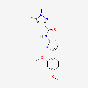 molecular formula C17H18N4O3S B2811520 N-(4-(2,4-dimethoxyphenyl)thiazol-2-yl)-1,5-dimethyl-1H-pyrazole-3-carboxamide CAS No. 1013795-17-9
