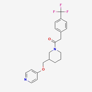 molecular formula C20H21F3N2O2 B2811524 1-[3-(Pyridin-4-yloxymethyl)piperidin-1-yl]-2-[4-(trifluoromethyl)phenyl]ethanone CAS No. 2379977-37-2