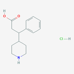 molecular formula C14H20ClNO2 B2811532 3-Phenyl-3-(piperidin-4-yl)propanoic acid hydrochloride CAS No. 1820646-99-8