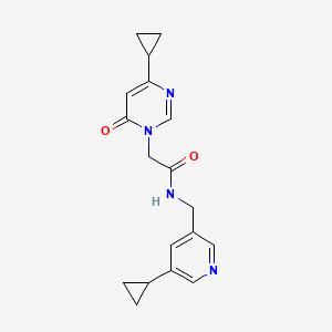 molecular formula C18H20N4O2 B2811538 2-(4-cyclopropyl-6-oxopyrimidin-1(6H)-yl)-N-((5-cyclopropylpyridin-3-yl)methyl)acetamide CAS No. 2034208-55-2