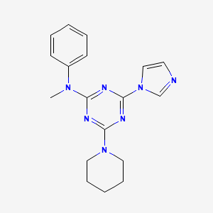 molecular formula C18H21N7 B2811544 4-(1H-imidazol-1-yl)-N-methyl-N-phenyl-6-(piperidin-1-yl)-1,3,5-triazin-2-amine CAS No. 892671-70-4