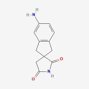 molecular formula C12H12N2O2 B2811553 5-amino-1,3-dihydro-2'H,5'H-spiro[indene-2,3'-pyrrolidine]-2',5'-dione CAS No. 879132-43-1