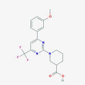 molecular formula C18H18F3N3O3 B2811554 1-[4-(3-Methoxyphenyl)-6-(trifluoromethyl)pyrimidin-2-yl]piperidine-3-carboxylic acid CAS No. 870980-07-7