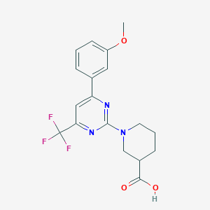 molecular formula C18H18F3N3O3 B2811554 1-(4-(3-甲氧基苯基)-6-(三氟甲基)嘧啶-2-基)哌啶-3-羧酸 CAS No. 870980-07-7