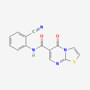 molecular formula C14H8N4O2S B2811562 N-(2-cyanophenyl)-5-oxo-5H-thiazolo[3,2-a]pyrimidine-6-carboxamide CAS No. 851944-06-4