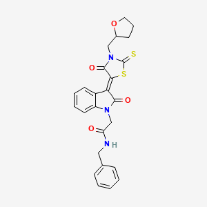 (Z)-N-benzyl-2-(2-oxo-3-(4-oxo-3-((tetrahydrofuran-2-yl)methyl)-2-thioxothiazolidin-5-ylidene)indolin-1-yl)acetamide