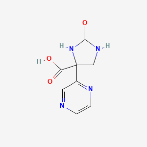 molecular formula C8H8N4O3 B2811576 2-Oxo-4-pyrazin-2-ylimidazolidine-4-carboxylic acid CAS No. 2248384-99-6