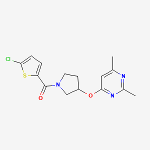 molecular formula C15H16ClN3O2S B2811589 4-{[1-(5-Chlorothiophene-2-carbonyl)pyrrolidin-3-yl]oxy}-2,6-dimethylpyrimidine CAS No. 2097923-86-7