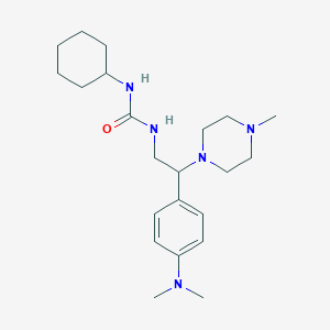 molecular formula C22H37N5O B2811594 1-Cyclohexyl-3-(2-(4-(dimethylamino)phenyl)-2-(4-methylpiperazin-1-yl)ethyl)urea CAS No. 1172250-19-9