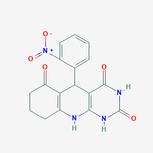molecular formula C17H14N4O5 B2811597 5-(2-nitrophenyl)-5,8,9,10-tetrahydropyrimido[4,5-b]quinoline-2,4,6(1H,3H,7H)-trione CAS No. 446309-53-1