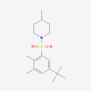 molecular formula C18H29NO2S B281160 1-[(5-Tert-butyl-2,3-dimethylphenyl)sulfonyl]-4-methylpiperidine 