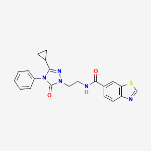 molecular formula C21H19N5O2S B2811600 N-(2-(3-cyclopropyl-5-oxo-4-phenyl-4,5-dihydro-1H-1,2,4-triazol-1-yl)ethyl)benzo[d]thiazole-6-carboxamide CAS No. 1396861-80-5