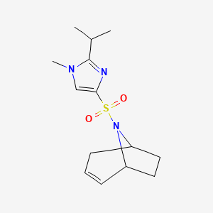 molecular formula C14H21N3O2S B2811602 (1R,5S)-8-((2-isopropyl-1-methyl-1H-imidazol-4-yl)sulfonyl)-8-azabicyclo[3.2.1]oct-2-ene CAS No. 2320819-92-7
