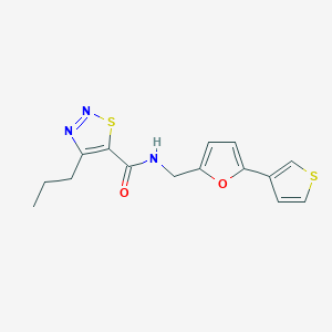 molecular formula C15H15N3O2S2 B2811604 4-propyl-N-((5-(thiophen-3-yl)furan-2-yl)methyl)-1,2,3-thiadiazole-5-carboxamide CAS No. 2034595-10-1