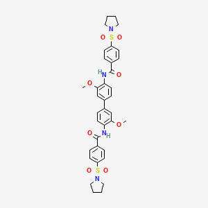 N-{3,3'-DIMETHOXY-4'-[4-(PYRROLIDINE-1-SULFONYL)BENZAMIDO]-[1,1'-BIPHENYL]-4-YL}-4-(PYRROLIDINE-1-SULFONYL)BENZAMIDE