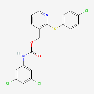 molecular formula C19H13Cl3N2O2S B2811613 [2-(4-氯苯基)硫基吡啶-3-基]甲基-N-(3,5-二氯苯基)碳酸酯 CAS No. 339278-51-2