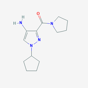 molecular formula C13H20N4O B2811625 1-Cyclopentyl-3-(pyrrolidin-1-ylcarbonyl)-1H-pyrazol-4-amine CAS No. 2101196-64-7