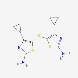 molecular formula C12H14N4S3 B2811627 5-[(2-Amino-4-cyclopropyl-1,3-thiazol-5-yl)thio]-4-cyclopropyl-1,3-thiazol-2-amine CAS No. 695191-59-4
