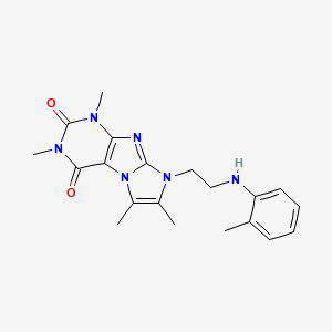 molecular formula C20H24N6O2 B2811632 2,4,7,8-Tetramethyl-6-[2-(2-methylanilino)ethyl]purino[7,8-a]imidazole-1,3-dione CAS No. 923128-91-0