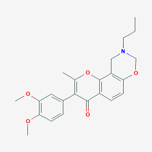 molecular formula C23H25NO5 B2811634 3-(3,4-dimethoxyphenyl)-2-methyl-9-propyl-9,10-dihydrochromeno[8,7-e][1,3]oxazin-4(8H)-one CAS No. 1010918-79-2