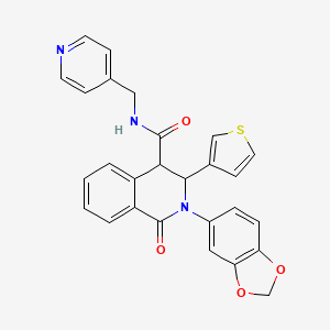 molecular formula C27H21N3O4S B2811637 2-(1,3-benzodioxol-5-yl)-1-oxo-N-(pyridin-4-ylmethyl)-3-thiophen-3-yl-3,4-dihydroisoquinoline-4-carboxamide CAS No. 1023500-67-5