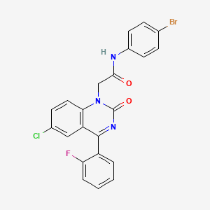 molecular formula C22H14BrClFN3O2 B2811645 N-(4-bromophenyl)-2-(6-chloro-4-(2-fluorophenyl)-2-oxoquinazolin-1(2H)-yl)acetamide CAS No. 1113109-40-2