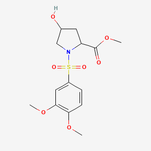 molecular formula C14H19NO7S B2811656 甲基-1-[(3,4-二甲氧基苯基)磺酰基]-4-羟基-2-吡咯啉甲酸酯 CAS No. 251310-35-7