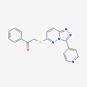 molecular formula C18H13N5OS B2811658 1-Phenyl-2-[(3-pyridin-4-yl-[1,2,4]triazolo[4,3-b]pyridazin-6-yl)sulfanyl]ethanone CAS No. 868970-42-7