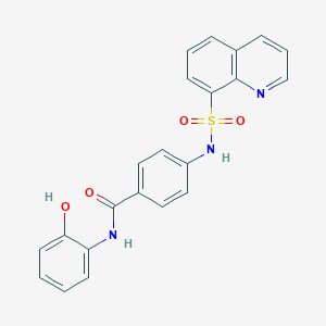 molecular formula C22H17N3O4S B281167 N-(2-hydroxyphenyl)-4-(quinolin-8-ylsulfonylamino)benzamide 