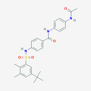 molecular formula C27H31N3O4S B281168 N-[4-(acetylamino)phenyl]-4-{[(5-tert-butyl-2,3-dimethylphenyl)sulfonyl]amino}benzamide 