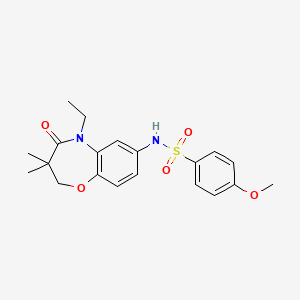 molecular formula C20H24N2O5S B2811682 N-(5-乙基-3,3-二甲基-4-氧代-2,3,4,5-四氢苯并[b][1,4]噁烯-7-基)-4-甲氧基苯磺酰胺 CAS No. 921909-16-2