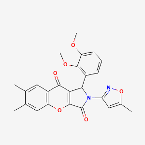 molecular formula C25H22N2O6 B2811684 1-(2,3-Dimethoxyphenyl)-6,7-dimethyl-2-(5-methylisoxazol-3-yl)-1,2-dihydrochromeno[2,3-c]pyrrole-3,9-dione CAS No. 874396-35-7