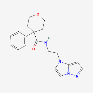 molecular formula C19H22N4O2 B2811687 N-(2-(1H-咪唑[1,2-b]吡唑-1-基)乙基)-4-苯基四氢-2H-吡喃-4-甲酰胺 CAS No. 1795191-08-0