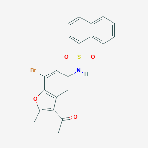 molecular formula C21H16BrNO4S B281169 N-(3-acetyl-7-bromo-2-methyl-1-benzofuran-5-yl)-1-naphthalenesulfonamide 