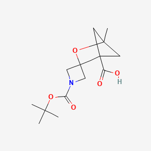 molecular formula C14H21NO5 B2811691 1-Methyl-1'-[(2-methylpropan-2-yl)oxycarbonyl]spiro[2-oxabicyclo[2.1.1]hexane-3,3'-azetidine]-4-carboxylic acid CAS No. 2490400-53-6