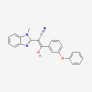 molecular formula C23H17N3O2 B2811701 (E)-2-(1-methyl-1H-benzo[d]imidazol-2(3H)-ylidene)-3-oxo-3-(3-phenoxyphenyl)propanenitrile CAS No. 476279-79-5